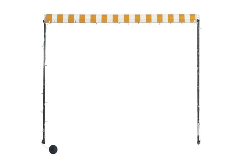 Uttrekkbar markise med LED 250x150 cm gul og hvit - Gul - Hagemøbler - Solbeskyttelse - Markiser - Vindusmarkise