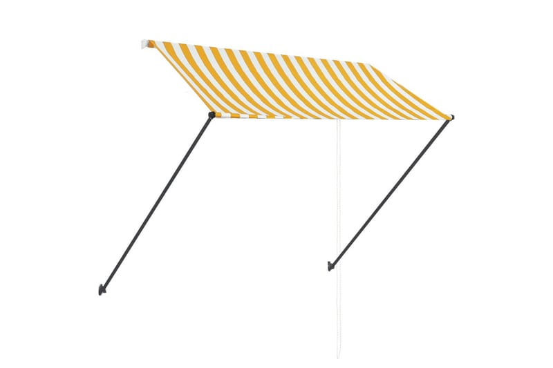 Uttrekkbar markise med LED 250x150 cm gul og hvit - Gul - Hagemøbler - Solbeskyttelse - Markiser - Vindusmarkise