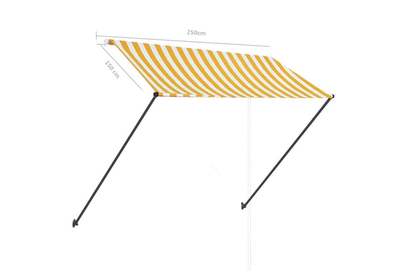 Uttrekkbar markise med LED 250x150 cm gul og hvit - Gul - Hagemøbler - Solbeskyttelse - Markiser - Vindusmarkise