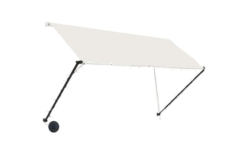 Uttrekkbar markise med LED 250x150 cm kremhvit - Krem - Hagemøbler - Solbeskyttelse - Markiser - Vindusmarkise