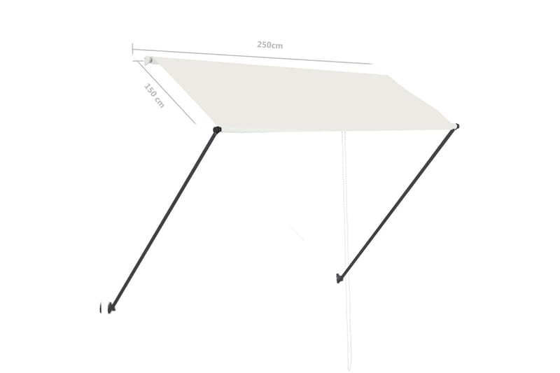 Uttrekkbar markise med LED 250x150 cm kremhvit - Krem - Hagemøbler - Solbeskyttelse - Markiser - Vindusmarkise