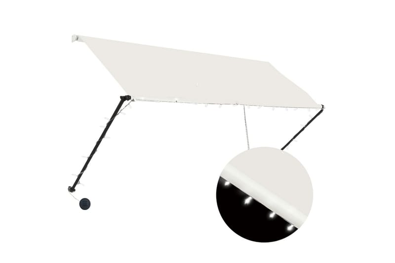 Uttrekkbar markise med LED 250x150 cm kremhvit - Krem - Hagemøbler - Solbeskyttelse - Markiser - Vindusmarkise