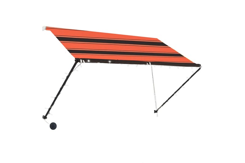 Uttrekkbar markise med LED 250x150 cm oransje og brun - Flerfarget - Hagemøbler - Solbeskyttelse - Markiser - Vindusmarkise