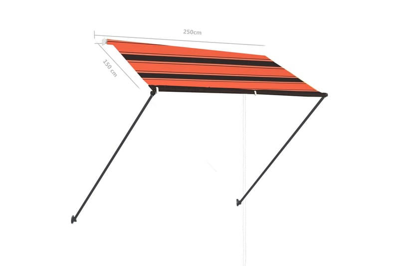 Uttrekkbar markise med LED 250x150 cm oransje og brun - Flerfarget - Hagemøbler - Solbeskyttelse - Markiser - Vindusmarkise