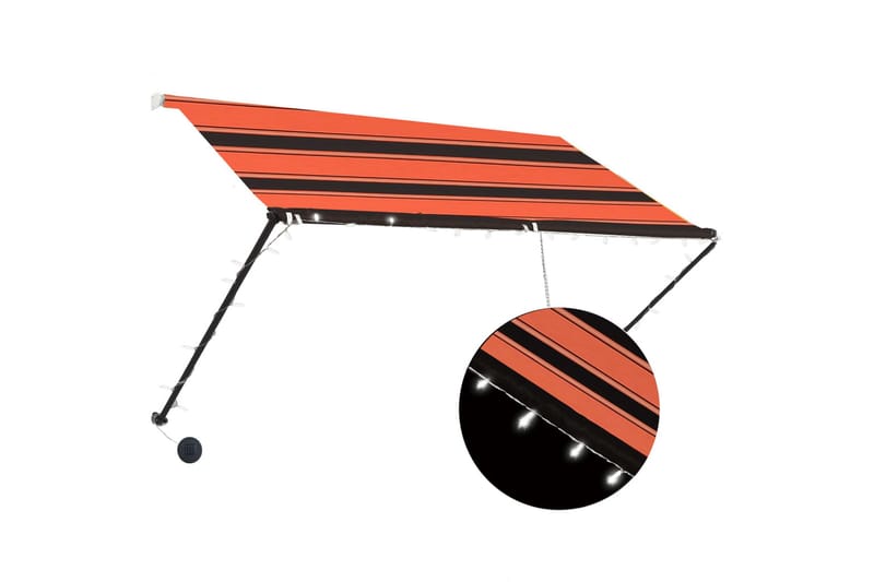 Uttrekkbar markise med LED 250x150 cm oransje og brun - Flerfarget - Hagemøbler - Solbeskyttelse - Markiser - Vindusmarkise