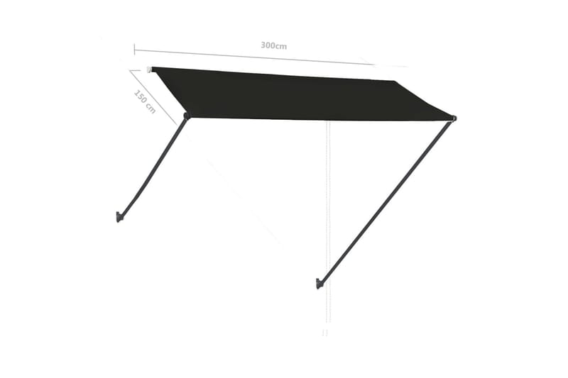 Uttrekkbar markise med LED 300x150 cm antrasitt - Grå - Hagemøbler - Solbeskyttelse - Markiser - Balkongmarkise