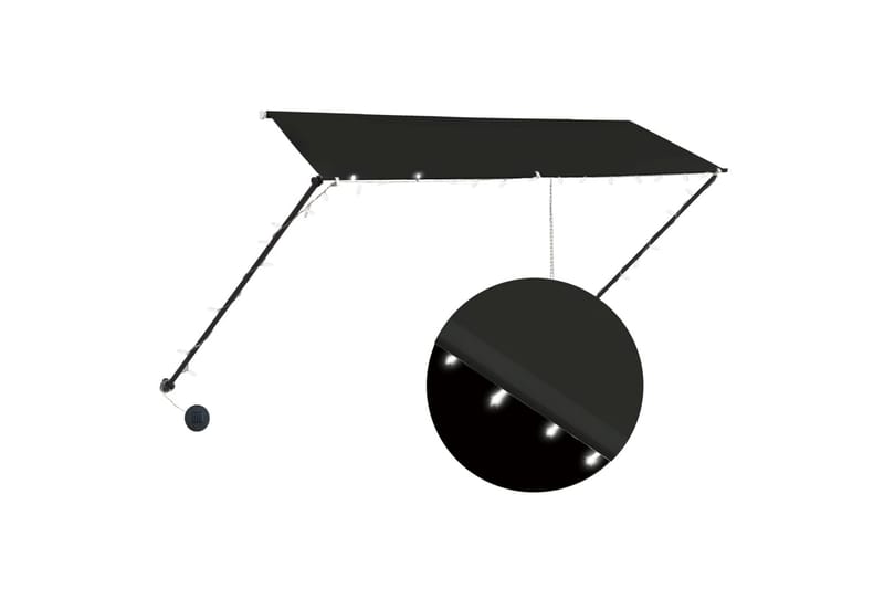 Uttrekkbar markise med LED 300x150 cm antrasitt - Grå - Hagemøbler - Solbeskyttelse - Markiser - Balkongmarkise