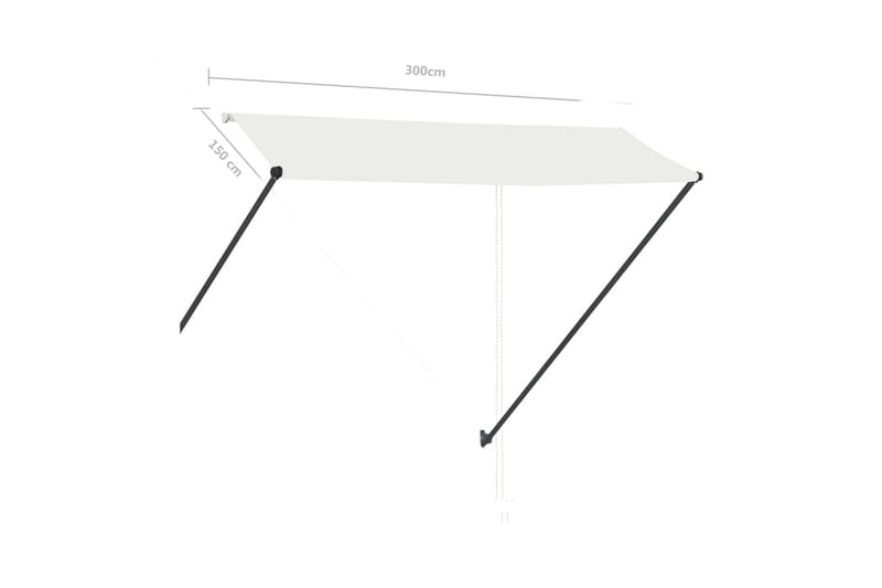 Uttrekkbar markise med LED 300x150 cm kremhvit - Krem - Hagemøbler - Solbeskyttelse - Markiser - Balkongmarkise