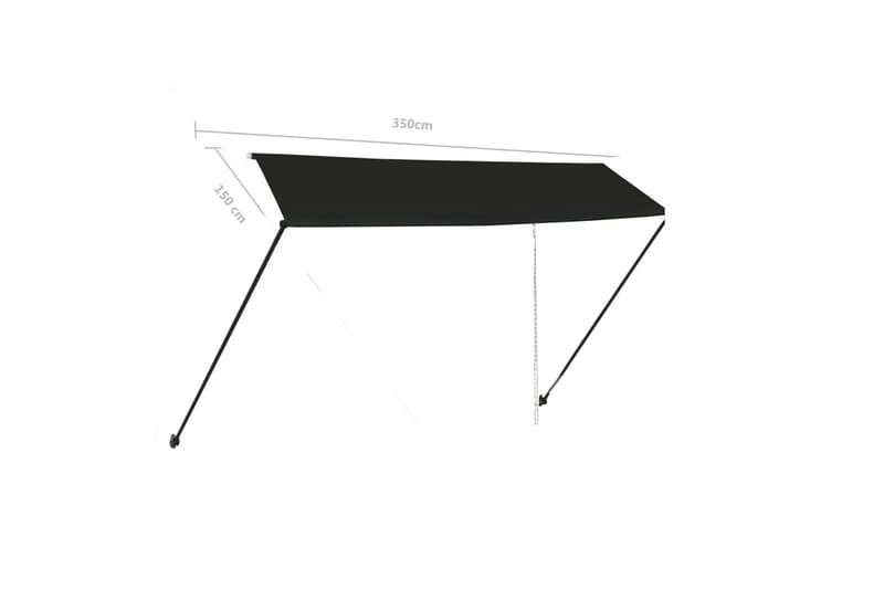 Uttrekkbar markise med LED 350x150 cm antrasitt - Grå - Hagemøbler - Solbeskyttelse - Markiser - Balkongmarkise