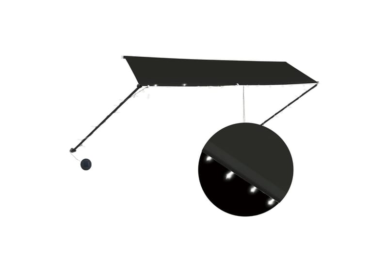Uttrekkbar markise med LED 350x150 cm antrasitt - Grå - Hagemøbler - Solbeskyttelse - Markiser - Balkongmarkise