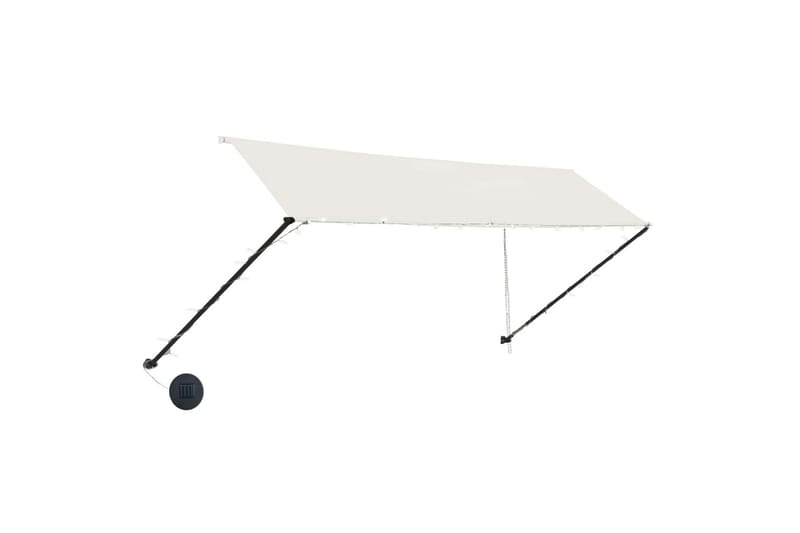 Uttrekkbar markise med LED 350x150 cm kremhvit - Krem - Hagemøbler - Solbeskyttelse - Markiser - Balkongmarkise