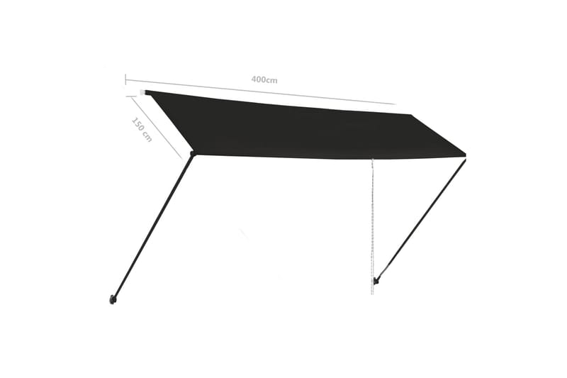 Uttrekkbar markise med LED 400x150 cm antrasitt - Grå - Hagemøbler - Solbeskyttelse - Markiser - Balkongmarkise