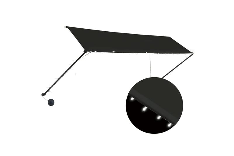 Uttrekkbar markise med LED 400x150 cm antrasitt - Grå - Hagemøbler - Solbeskyttelse - Markiser - Balkongmarkise