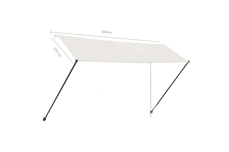 Uttrekkbar markise med LED 400x150 cm kremhvit - Krem - Hagemøbler - Solbeskyttelse - Markiser - Balkongmarkise