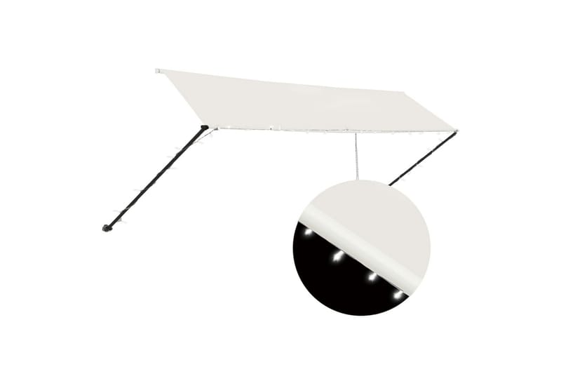 Uttrekkbar markise med LED 400x150 cm kremhvit - Krem - Hagemøbler - Solbeskyttelse - Markiser - Balkongmarkise