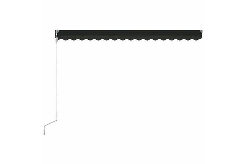 Uttrekkbar markise med vindsensor og LED 400x300cm antrasitt - Grå - Balkongmarkise - Markiser - Terrassemarkise