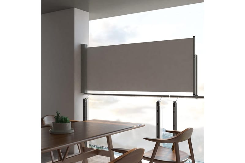 Uttrekkbar sidemarkise 100 x 300 cm grå - Hagemøbler - Solbeskyttelse - Markiser - Balkongmarkise