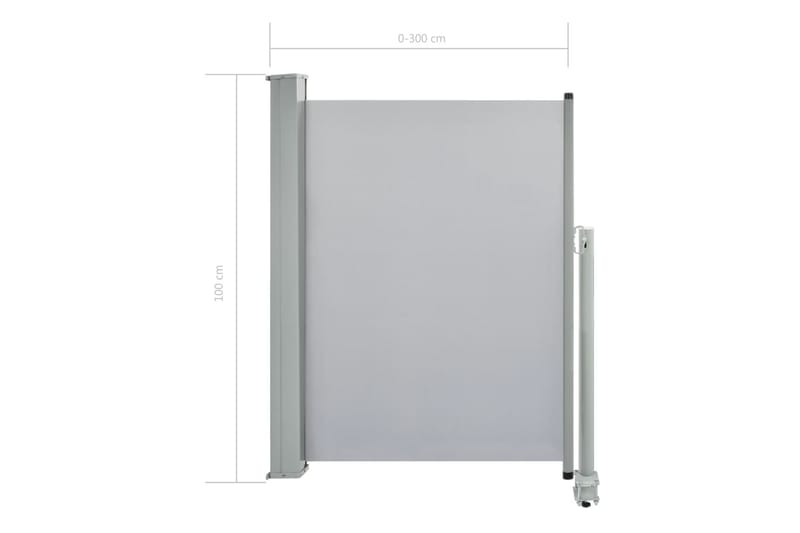 Uttrekkbar sidemarkise 100 x 300 cm grå - Balkongmarkise - Markiser - Sidemarkise - Balkongbeskyttelse