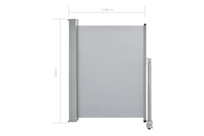 Uttrekkbar sidemarkise 100 x 300 cm grå - Hagemøbler - Solbeskyttelse - Markiser - Balkongmarkise