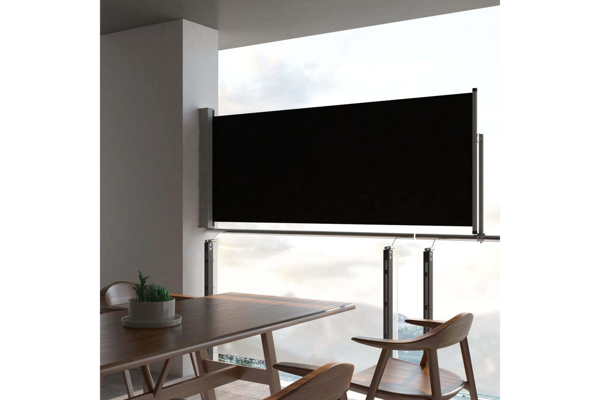 Uttrekkbar sidemarkise 100 x 300 cm svart - Hagemøbler - Solbeskyttelse - Markiser - Balkongmarkise