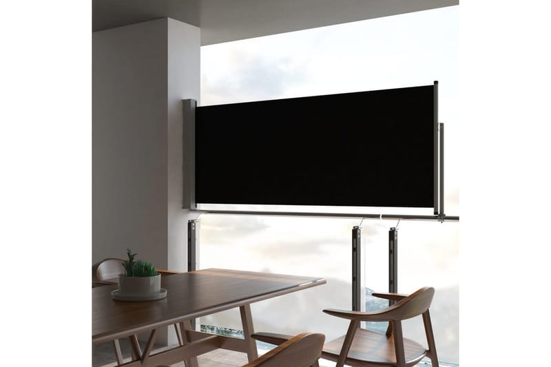 Uttrekkbar sidemarkise 100 x 300 cm svart - Hagemøbler - Solbeskyttelse - Markiser - Balkongmarkise