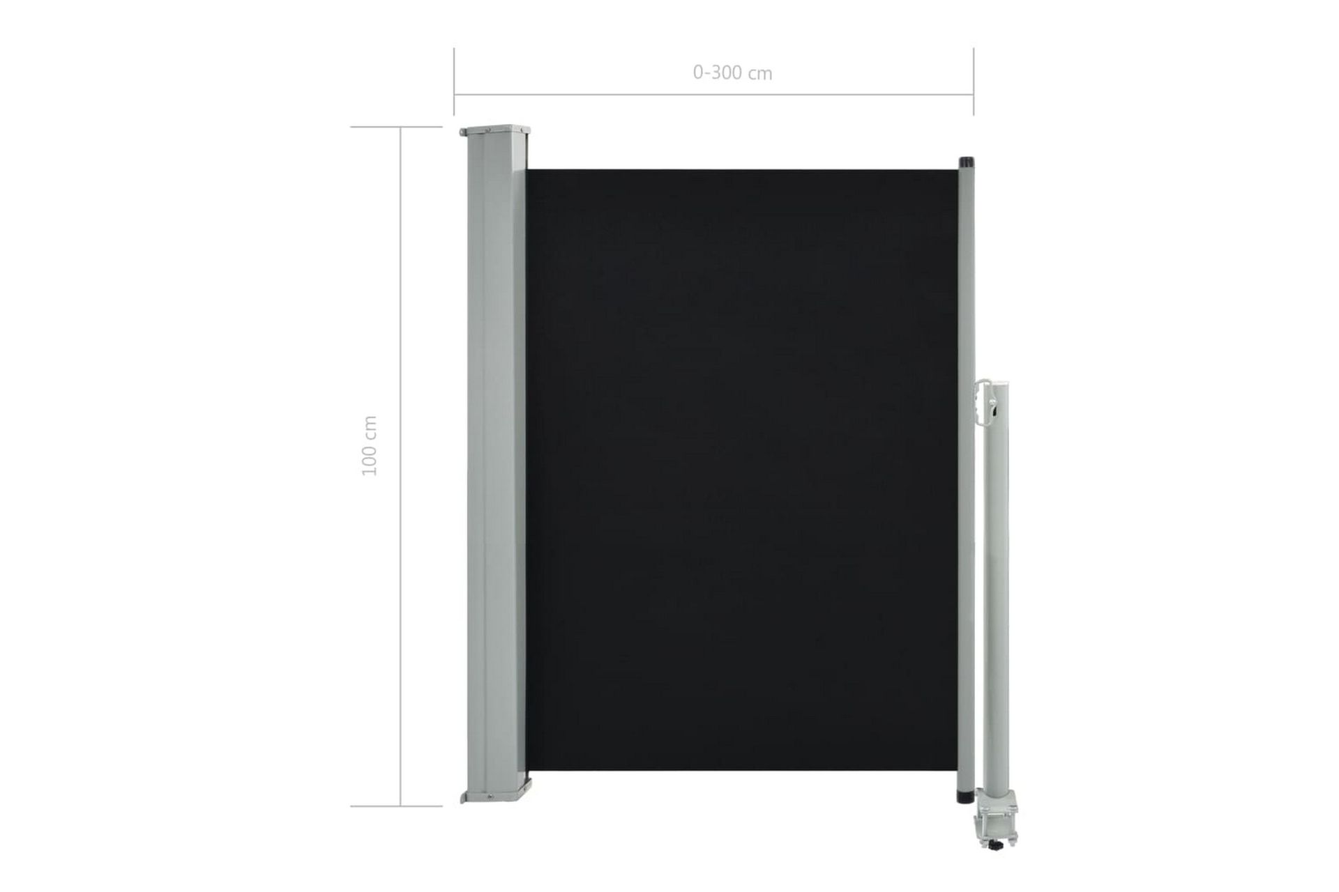 Uttrekkbar sidemarkise 100 x 300 cm svart - Hagemøbler - Solbeskyttelse - Markiser - Balkongmarkise