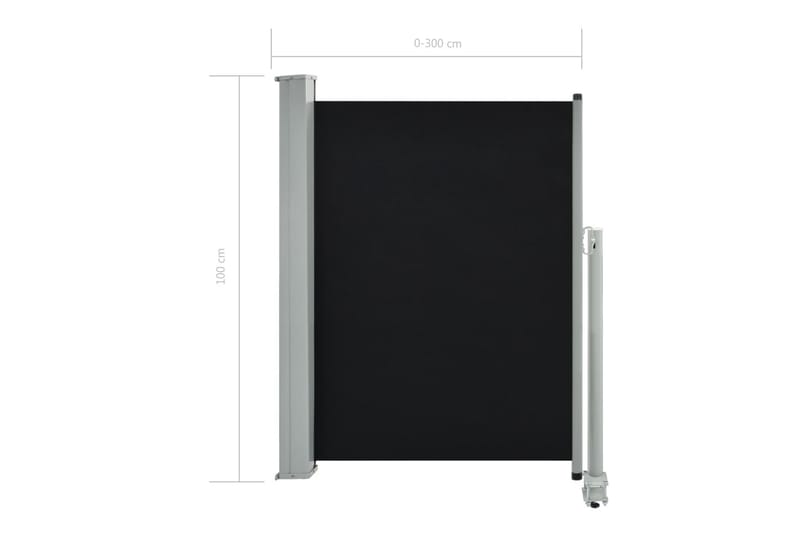 Uttrekkbar sidemarkise 100 x 300 cm svart - Balkongmarkise - Markiser - Sidemarkise - Balkongbeskyttelse