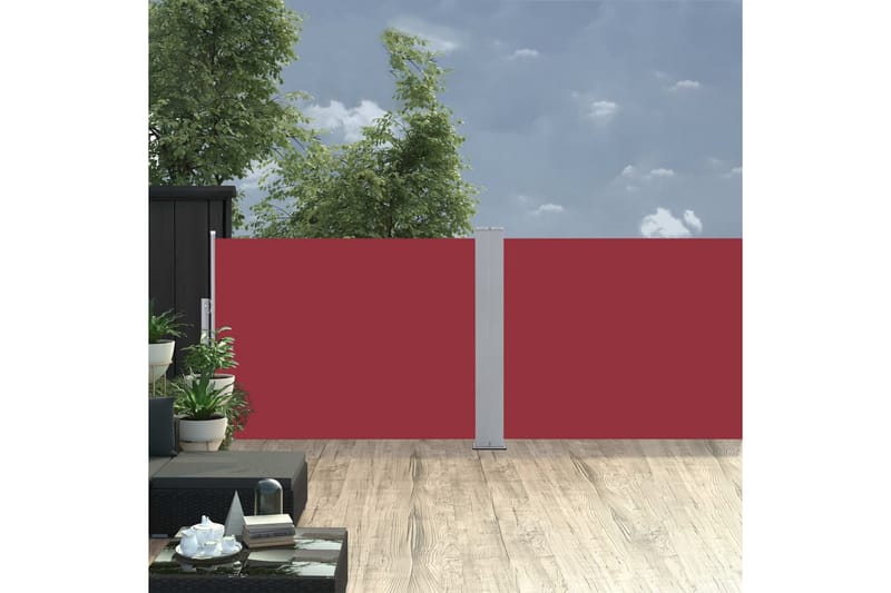 Uttrekkbar sidemarkise 100x1000 cm rød - Hagemøbler - Solbeskyttelse - Markiser - Balkongmarkise