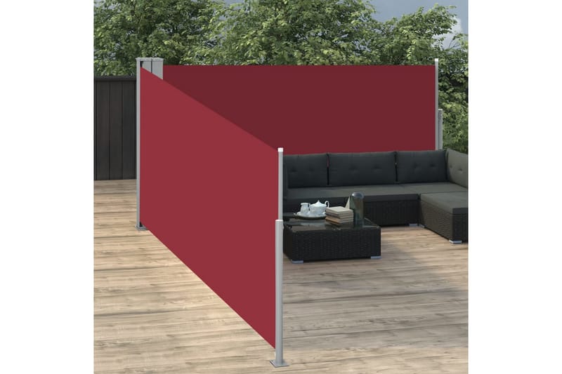 Uttrekkbar sidemarkise 100x1000 cm rød - Hagemøbler - Solbeskyttelse - Markiser - Balkongmarkise