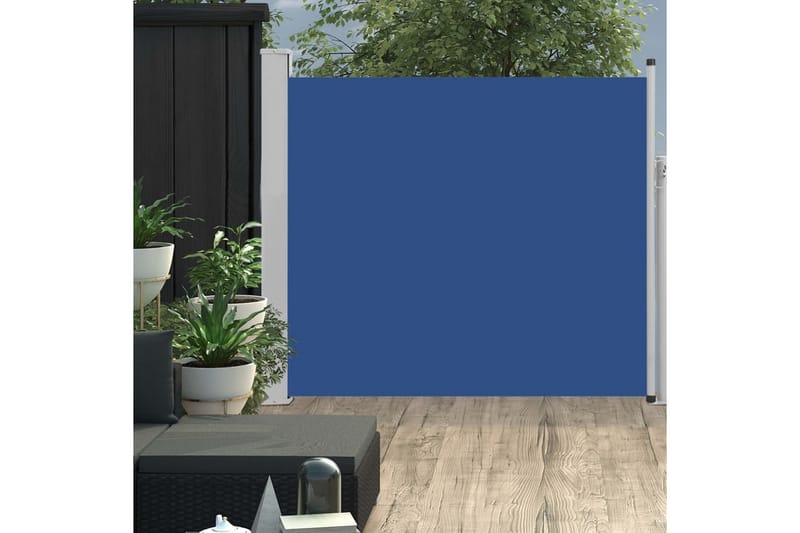 Uttrekkbar sidemarkise 100x300 cm blå - Hagemøbler - Solbeskyttelse - Markiser - Balkongmarkise