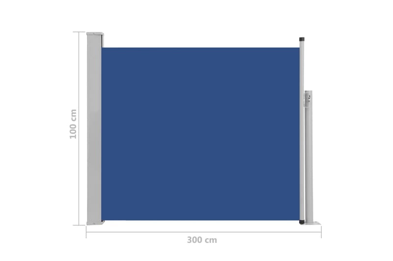 Uttrekkbar sidemarkise 100x300 cm blå - Markiser - Balkongmarkise - Balkongbeskyttelse - Sidemarkise