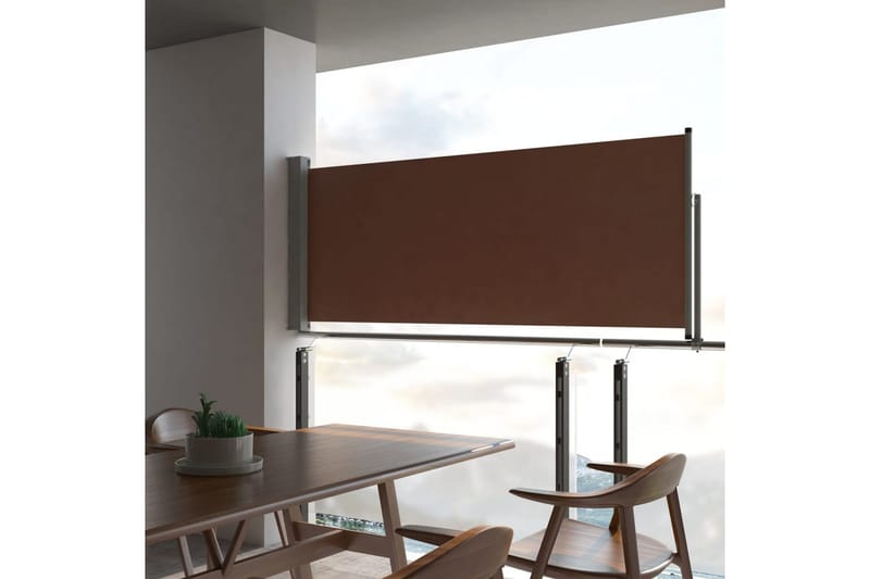 Uttrekkbar sidemarkise 100x300 cm brun - Hagemøbler - Solbeskyttelse - Markiser - Balkongmarkise