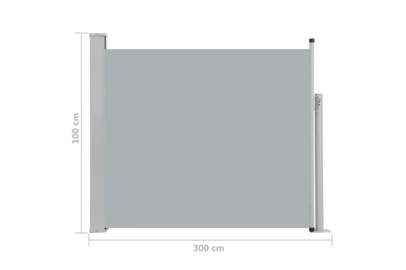 Uttrekkbar sidemarkise 100x300 cm grå - Balkongmarkise - Markiser - Sidemarkise - Balkongbeskyttelse