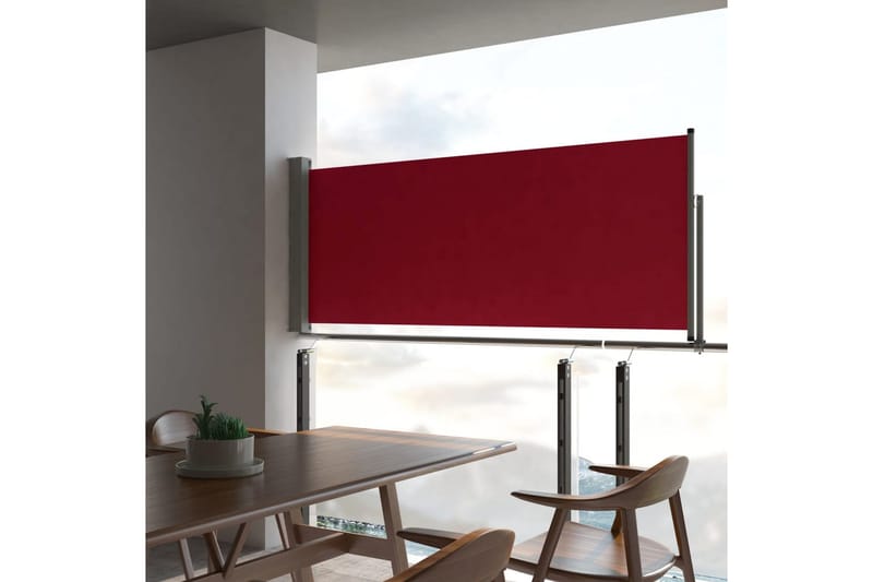 Uttrekkbar sidemarkise 100x300 cm rød - Hagemøbler - Solbeskyttelse - Markiser - Balkongmarkise
