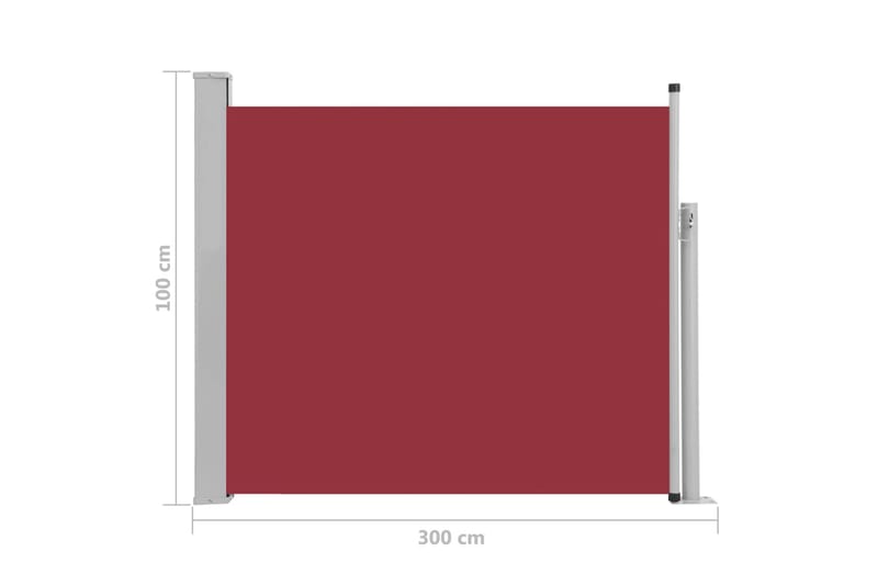 Uttrekkbar sidemarkise 100x300 cm rød - Hagemøbler - Solbeskyttelse - Markiser - Balkongmarkise