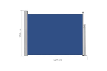 Uttrekkbar sidemarkise 100x500 cm blå - Hagemøbler - Solbeskyttelse - Markiser - Balkongmarkise
