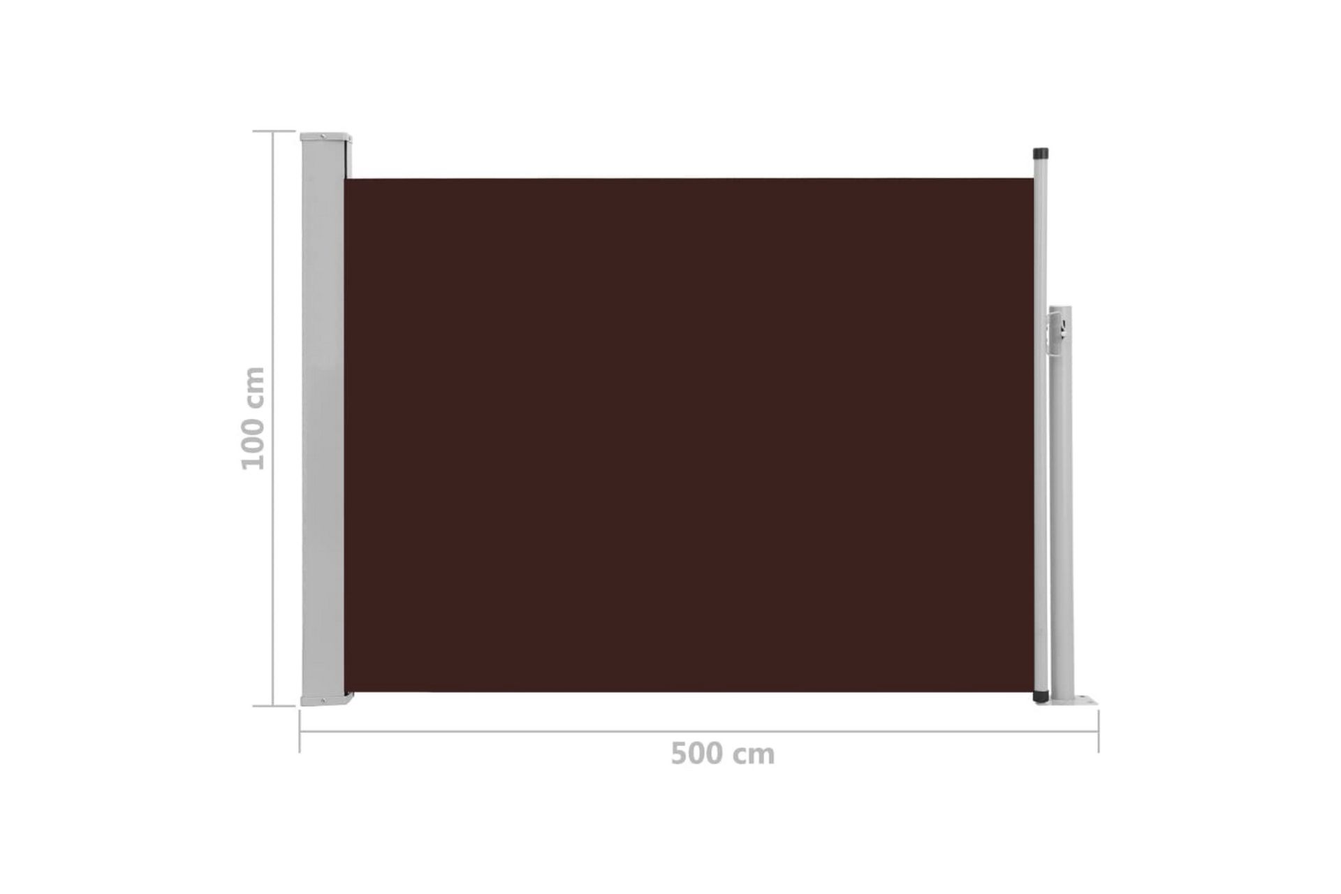 Uttrekkbar sidemarkise 100x500 cm brun - Hagemøbler - Solbeskyttelse - Markiser - Balkongmarkise