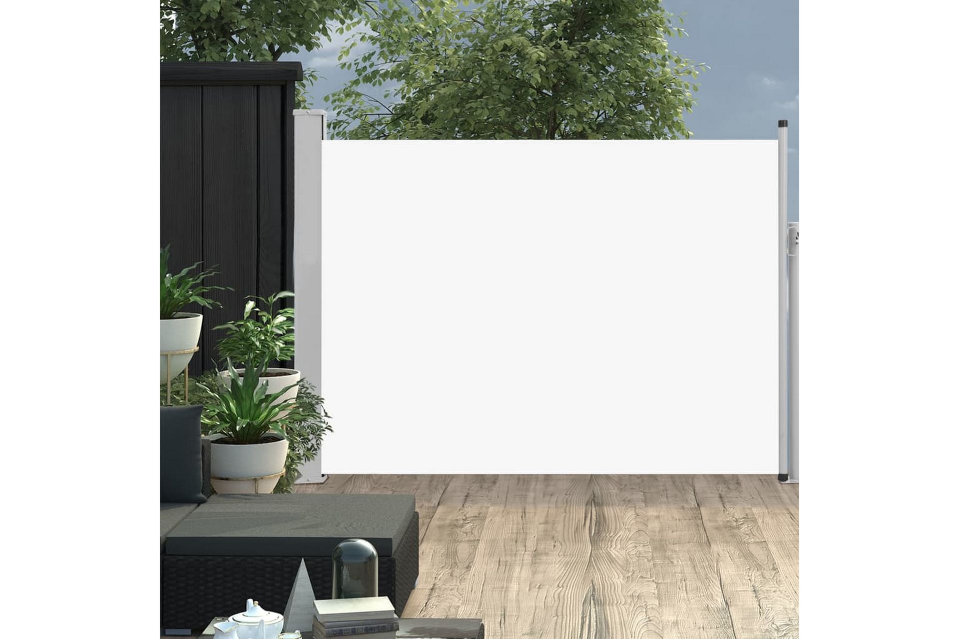 Uttrekkbar sidemarkise 100x500 cm kremhvit - Hagemøbler - Solbeskyttelse - Markiser - Balkongmarkise