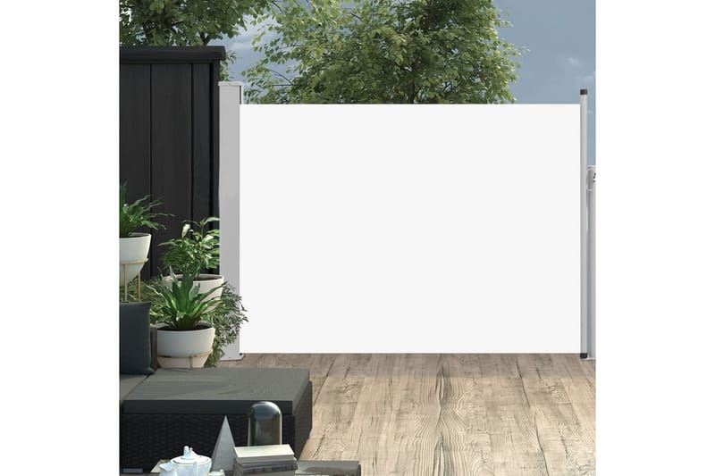 Uttrekkbar sidemarkise 100x500 cm kremhvit - Hagemøbler - Solbeskyttelse - Markiser - Balkongmarkise