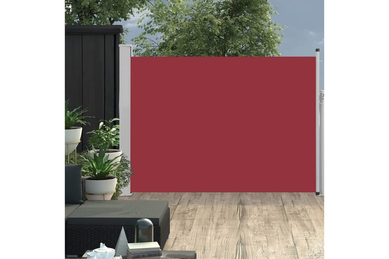Uttrekkbar sidemarkise 100x500 cm rød - Balkongmarkise - Markiser - Sidemarkise - Balkongbeskyttelse