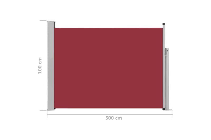 Uttrekkbar sidemarkise 100x500 cm rød - Hagemøbler - Solbeskyttelse - Markiser - Balkongmarkise