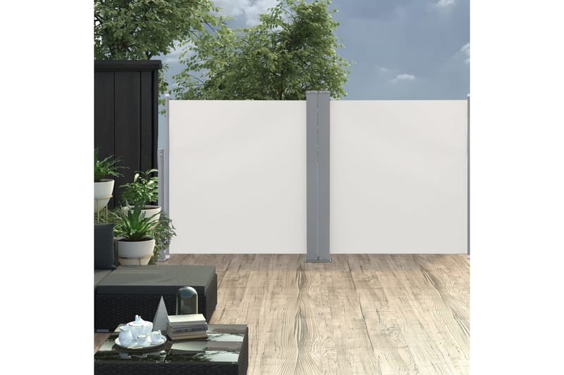 Uttrekkbar sidemarkise 100x600 cm kremhvit - Hagemøbler - Solbeskyttelse - Markiser - Balkongmarkise