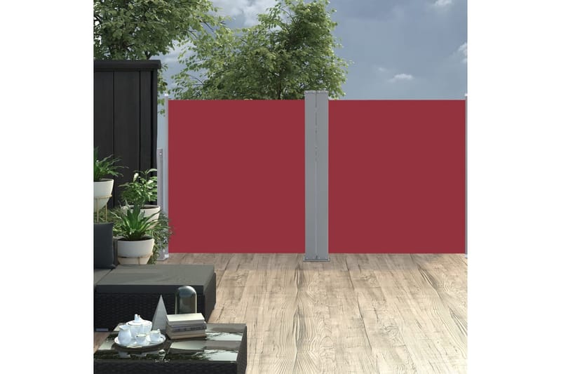 Uttrekkbar sidemarkise 100x600 cm rød - Balkongmarkise - Markiser - Sidemarkise - Balkongbeskyttelse