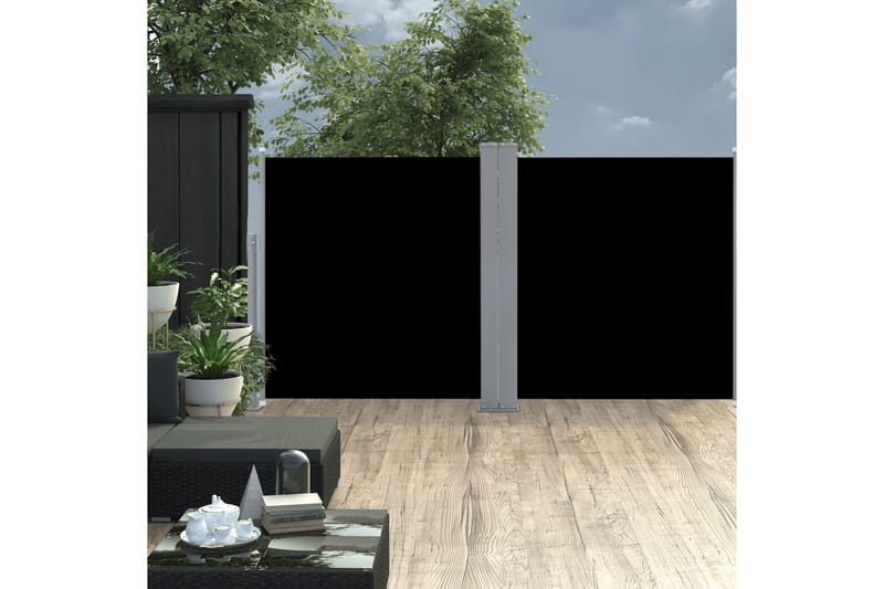 Uttrekkbar sidemarkise 100x600 cm svart - Hagemøbler - Solbeskyttelse - Markiser - Balkongmarkise