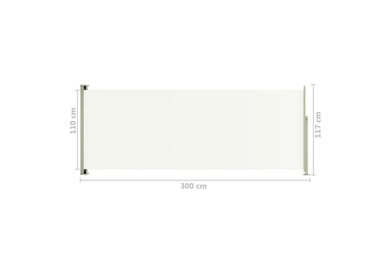 Uttrekkbar sidemarkise 117x300 cm kremhvit - Krem - Balkongmarkise - Markiser - Sidemarkise - Balkongbeskyttelse