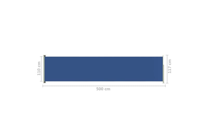 Uttrekkbar sidemarkise 117x500 cm blå - Blå - Balkongmarkise - Markiser - Sidemarkise - Balkongbeskyttelse