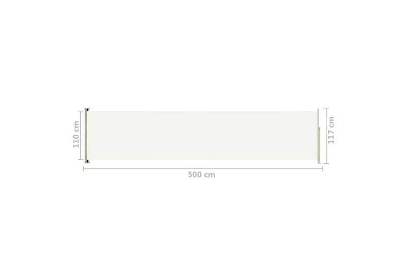 Uttrekkbar sidemarkise 117x500 cm kremhvit - Krem - Balkongmarkise - Markiser - Sidemarkise - Balkongbeskyttelse