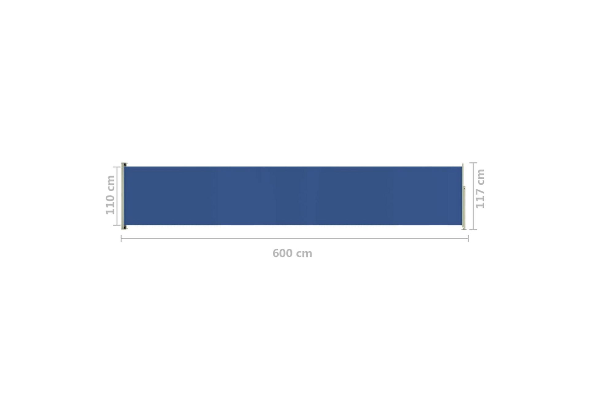 Uttrekkbar sidemarkise 117x600 cm blå - Blå - Hagemøbler - Solbeskyttelse - Markiser - Balkongmarkise