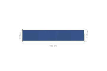 Uttrekkbar sidemarkise 117x600 cm blå - Blå - Hagemøbler - Solbeskyttelse - Markiser - Balkongmarkise