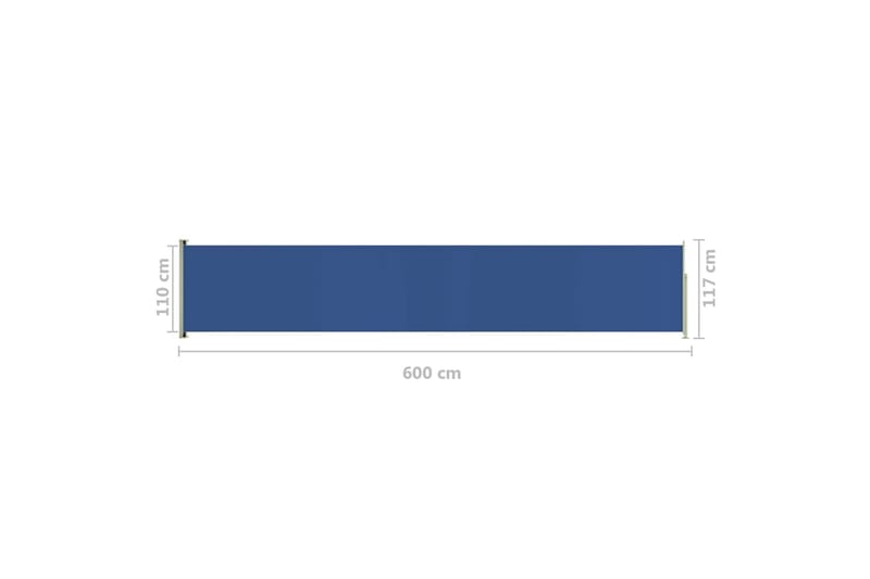 Uttrekkbar sidemarkise 117x600 cm blå - Blå - Hagemøbler - Solbeskyttelse - Markiser - Balkongmarkise